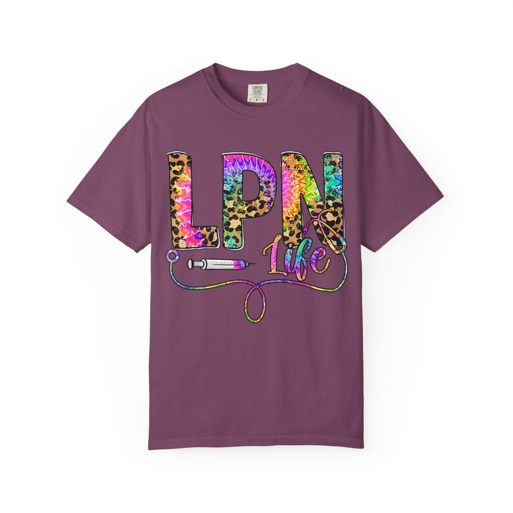 LPN Life T Shirt Colorful Leopard Stethoscope Nursing Tee