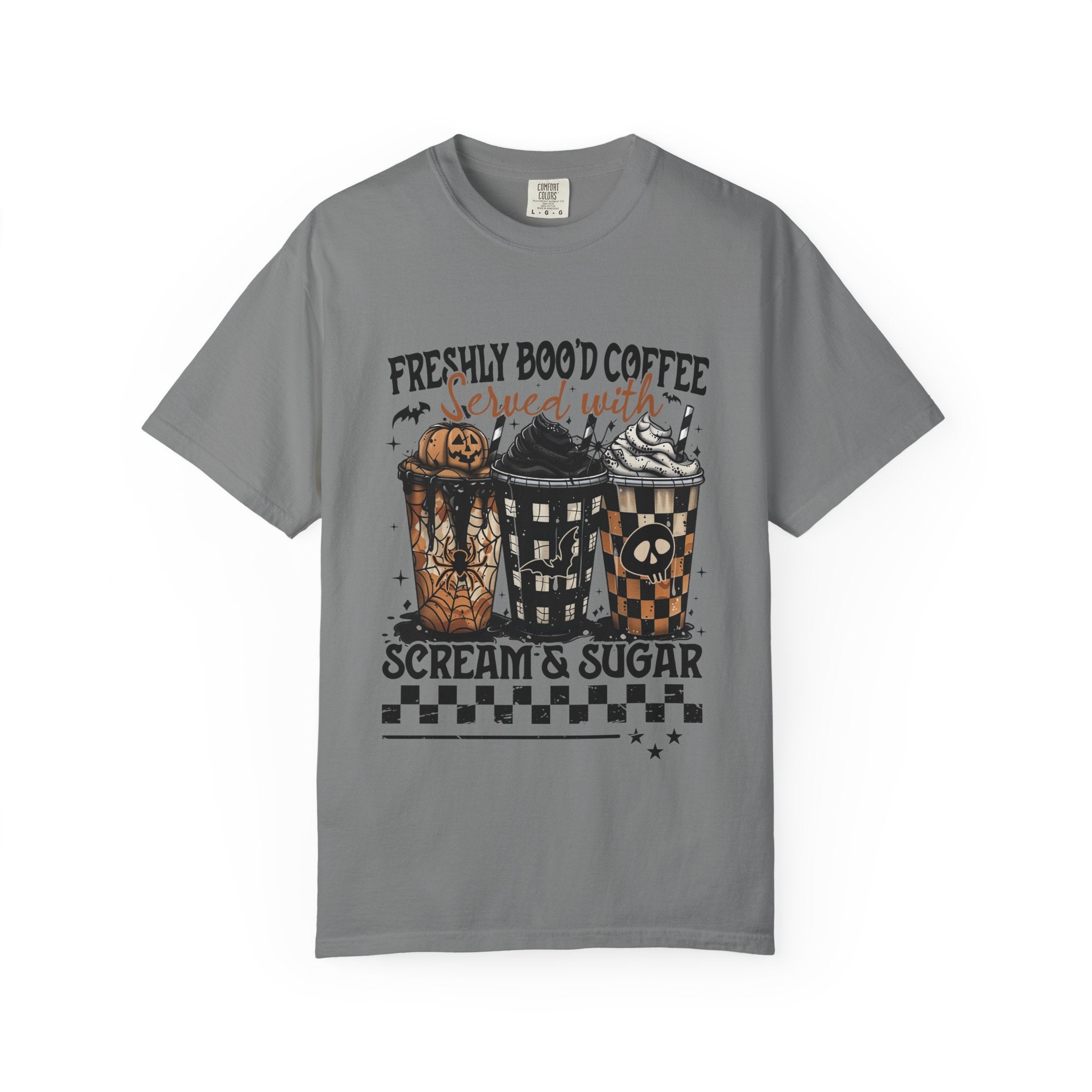 Coffee and Candy Halloween T Shirt Freshly Boo d Coffee Served with Scream and Sugar
