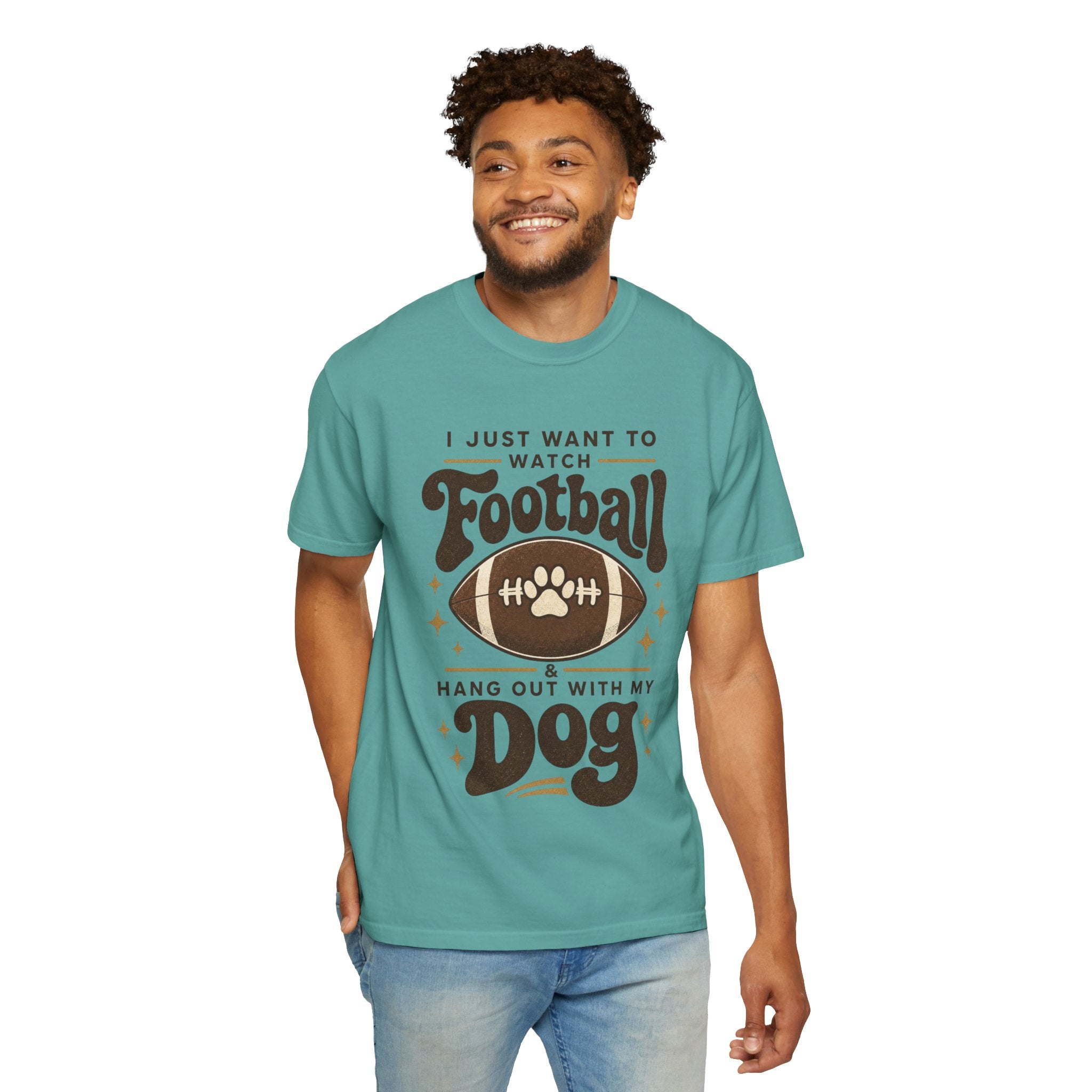 Football and Dog T Shirt I Just Want to Watch Football and Hang Out With My Dog Graphic Tee