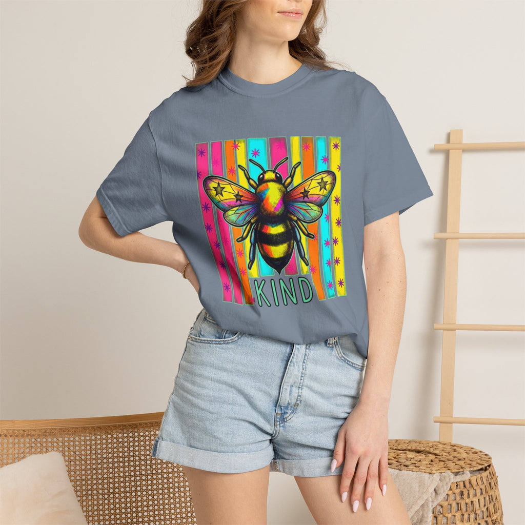 Bee Kind T Shirt Colorful Retro Striped Graphic Tee
