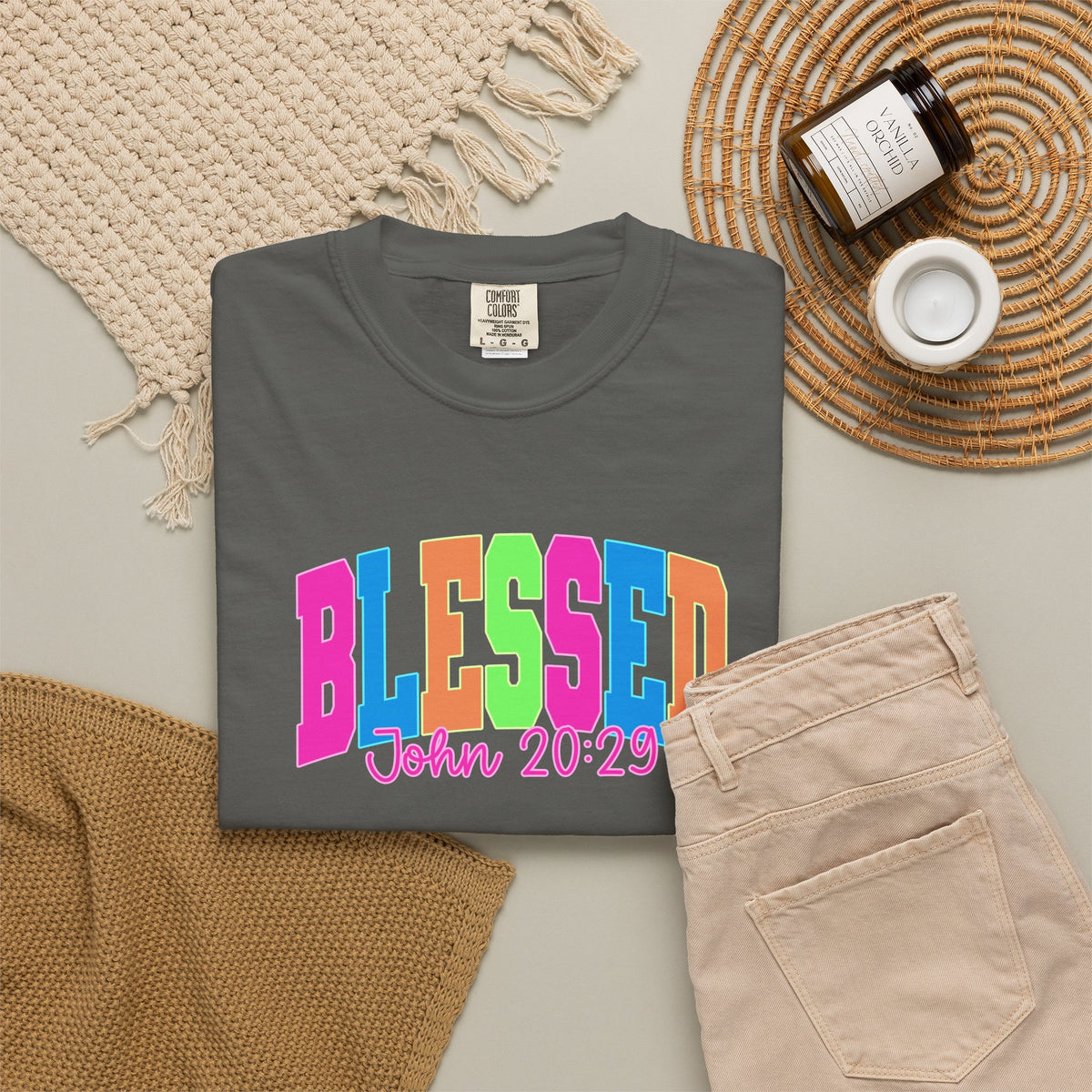 Blessed John 20:23 T shirt | Colorful Retro Gospel Tee