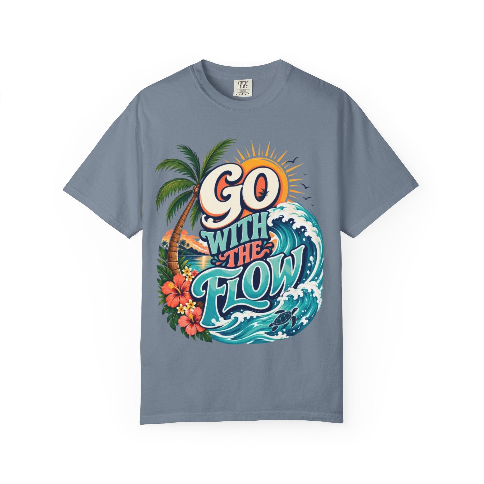 Go With The Flow T-Shirt Tropical Surf Graphic Tee