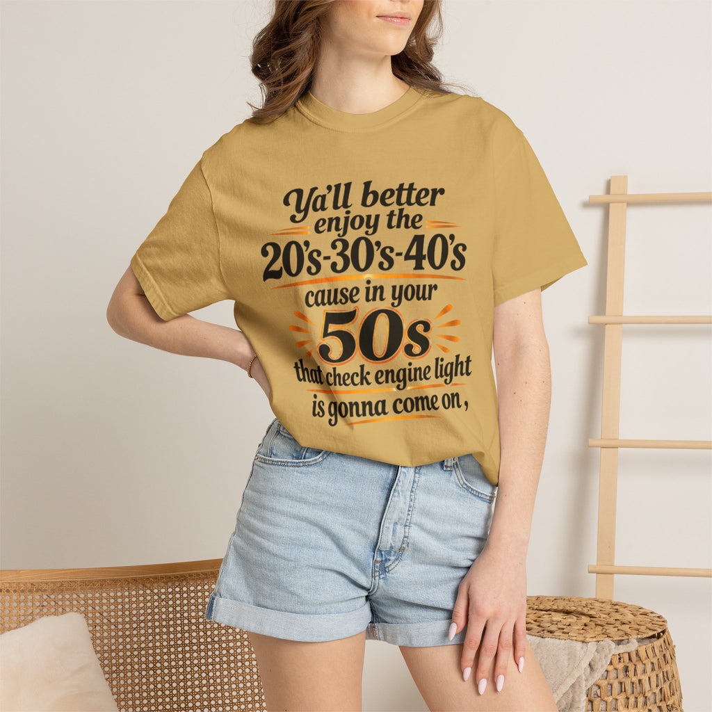 Funny Check Engine Light 50s Retirement T-Shirt