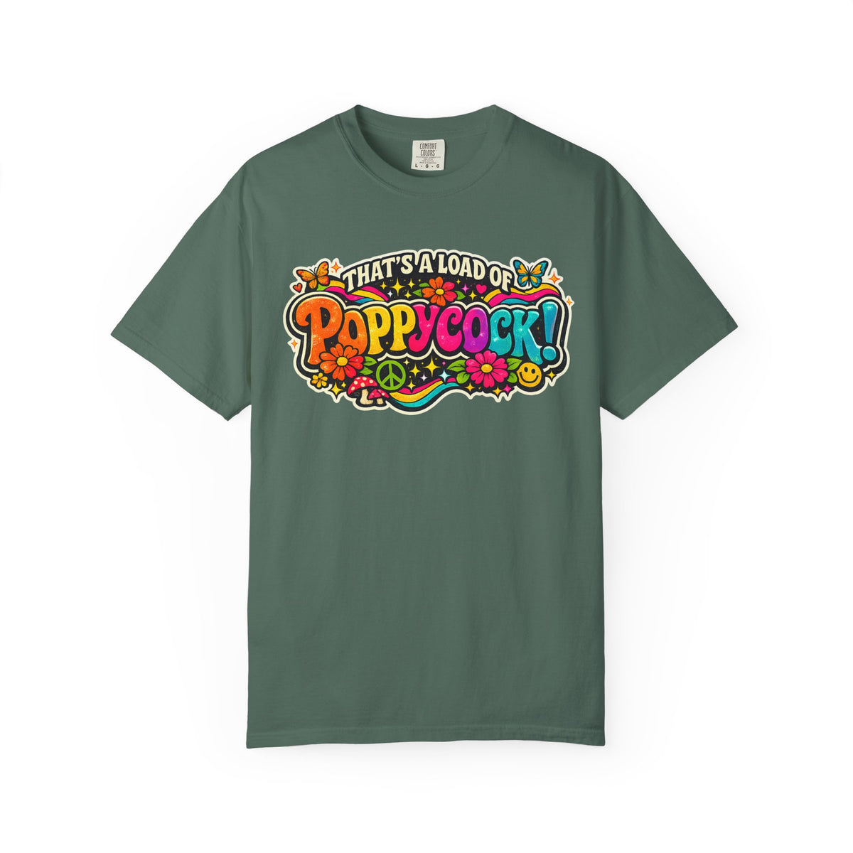 Poppycock Retro Hippie T Shirt  That’s a Load of Poppycock Colorful Vintage Floral Tee