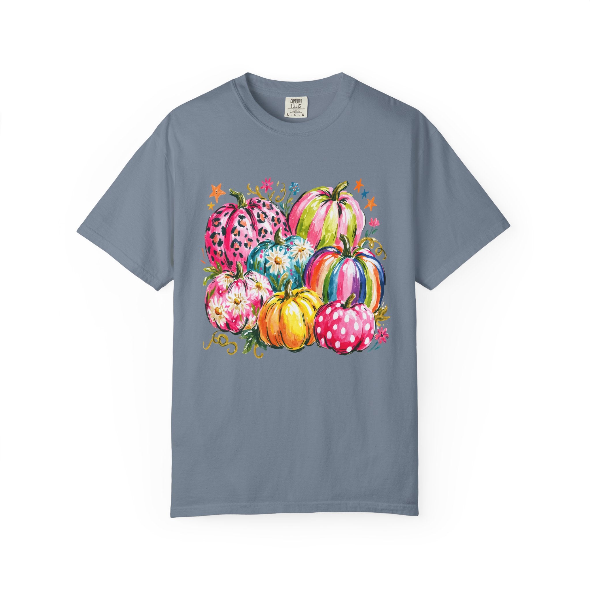 Watercolor Rainbow Pumpkins T Shirt Colorful Fall Harvest Tee