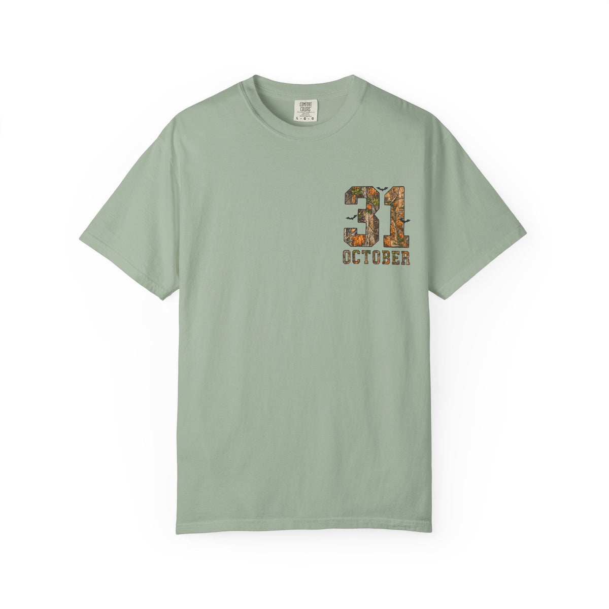 Halloween Ghost Treehouse T Shirt Front and Back 31 October Camo Pumpkin Tee