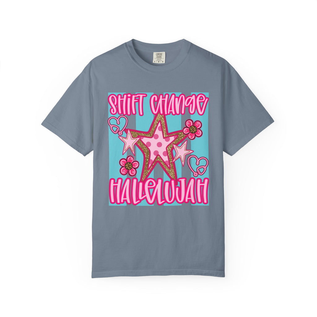 Shift Change Hallelujah T Shirt Cute Pink Star Nurse Worker Tee