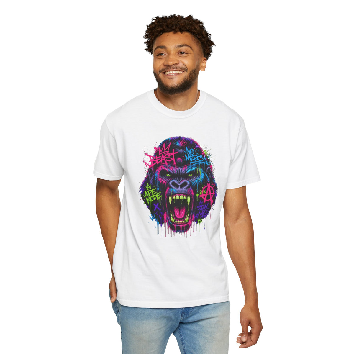 Gorilla Graffiti T Shirt Neon Street Art Ape Design