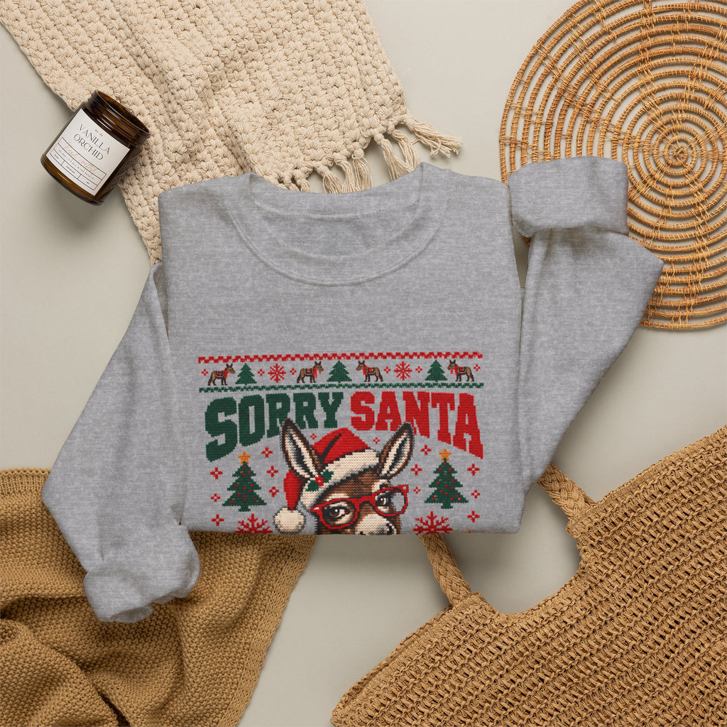 Funny Ugly Christmas Sweater, Sorry Santa I've Been a Smartass Sweatshirt, Donkey Christmas Shirt, Sarcastic Holiday Party Outfit