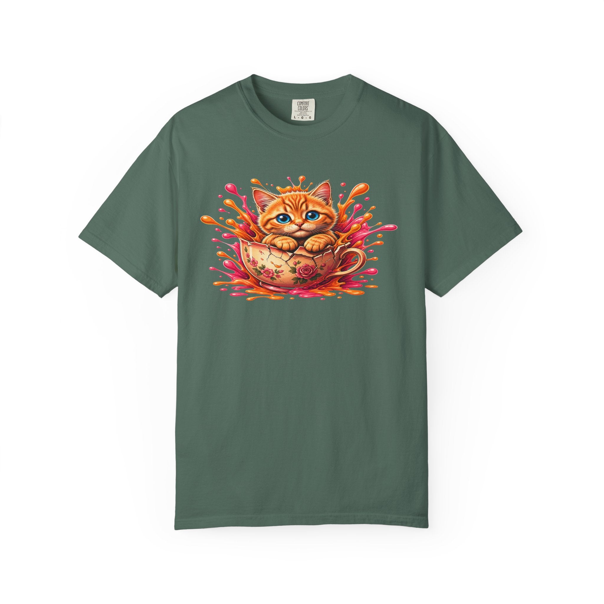 Cat Splash T Shirt Cute Orange Kitten Graphic Tee