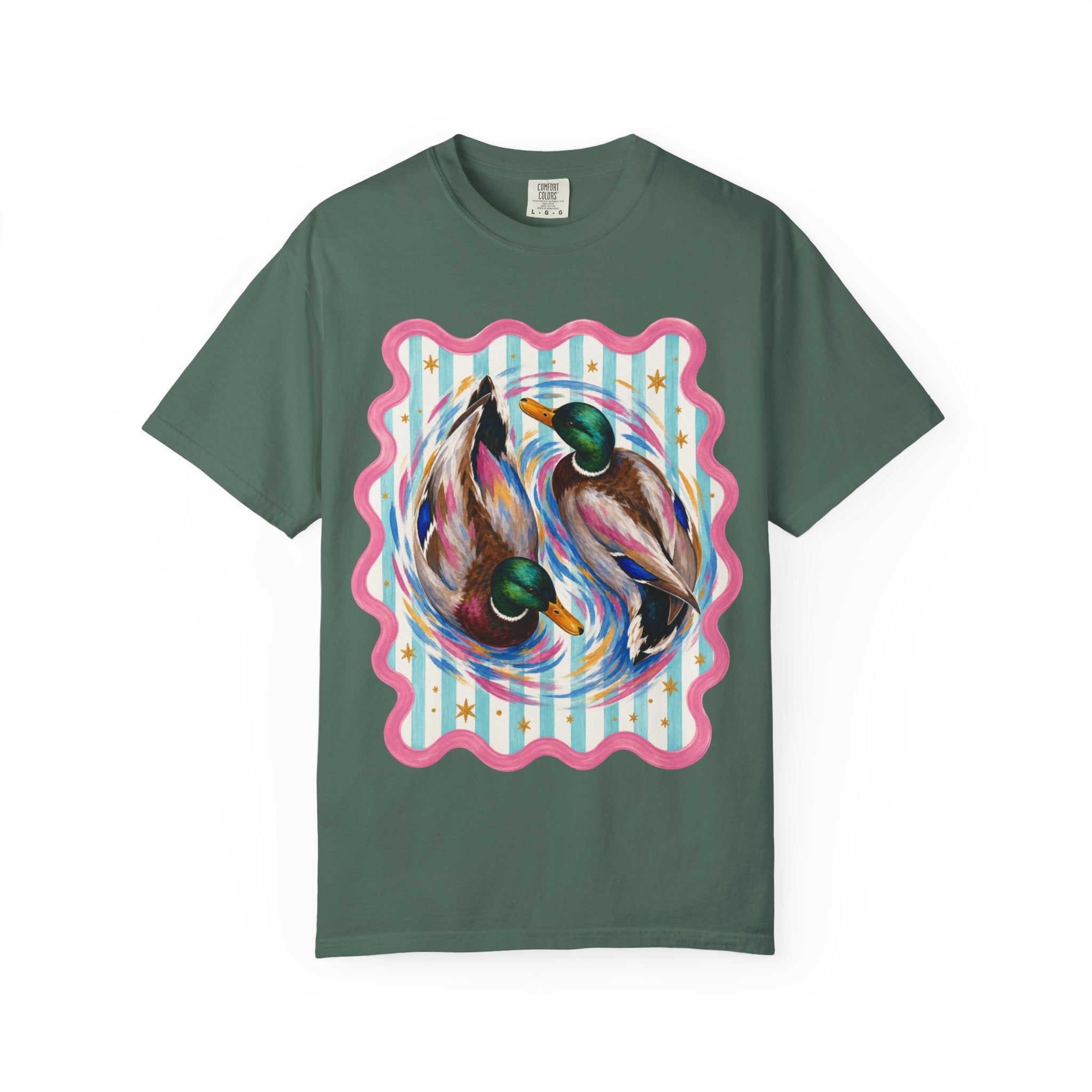 Mallard Duck Art T Shirt Colorful Paired Ducks Graphic Tee