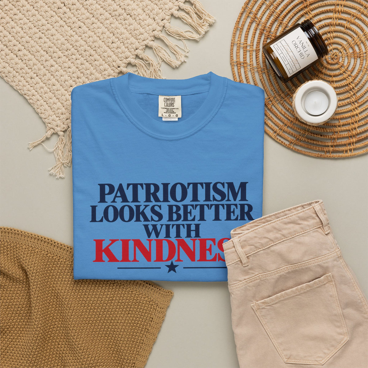 Patriotism Looks Better With Kindness Shirt, Patriotic Kindness Tee, Unity T-Shirt, Comfort Colors Graphic Tee, Positive Message Gift