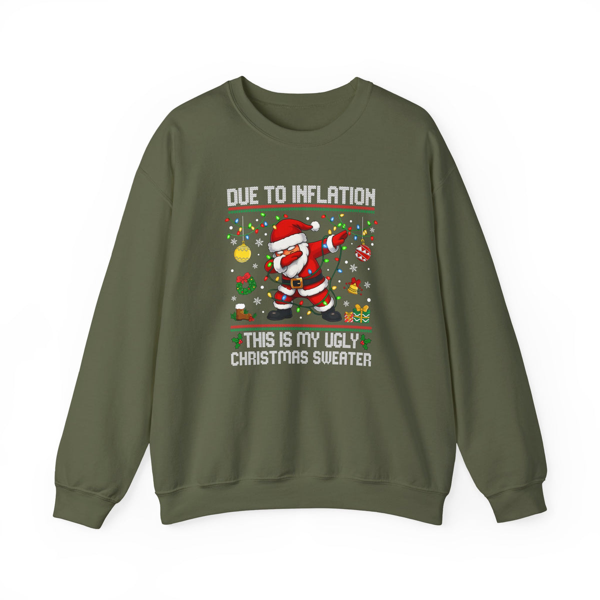 Due to Inflation Ugly Christmas Sweater, Funny Santa Sweatshirt, Dabbing Santa Christmas Shirt, Holiday Party Sweater, Christmas Gift
