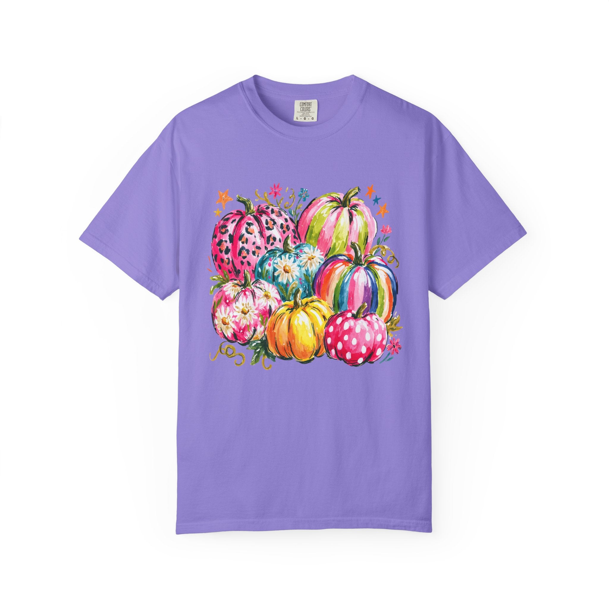 Watercolor Rainbow Pumpkins T Shirt Colorful Fall Harvest Tee