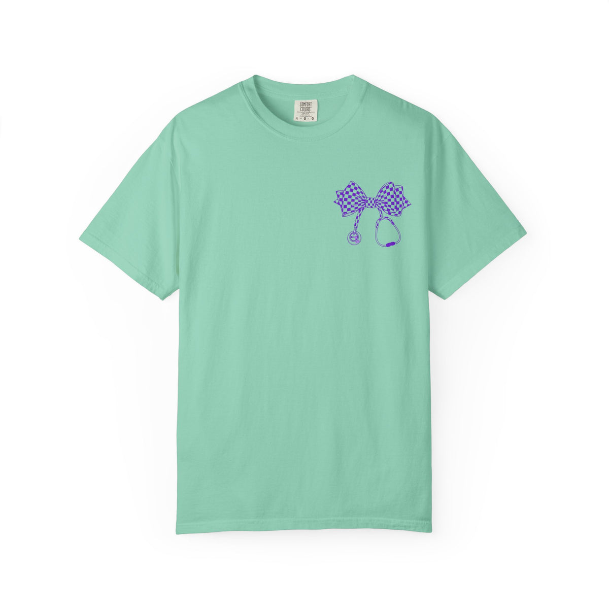 Nurse Stethoscope Bow T Shirt Checkered Medical Ribbon Tee