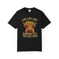Live Life Like Someone Left the Gate Open Cow Tee Shirt Sunflower Highland Cattle Tee