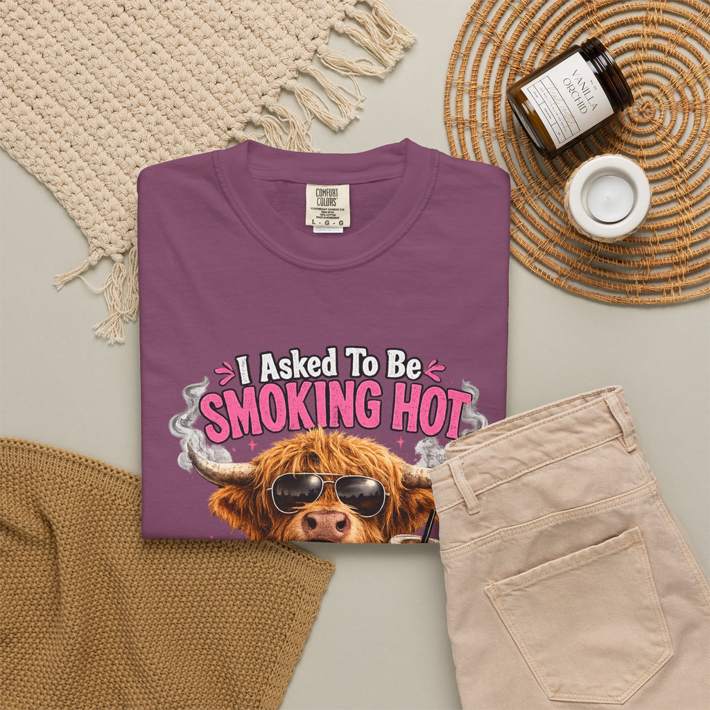 Menopause Smoking Hot T-Shirt Funny Cow with Sunglasses & Drink