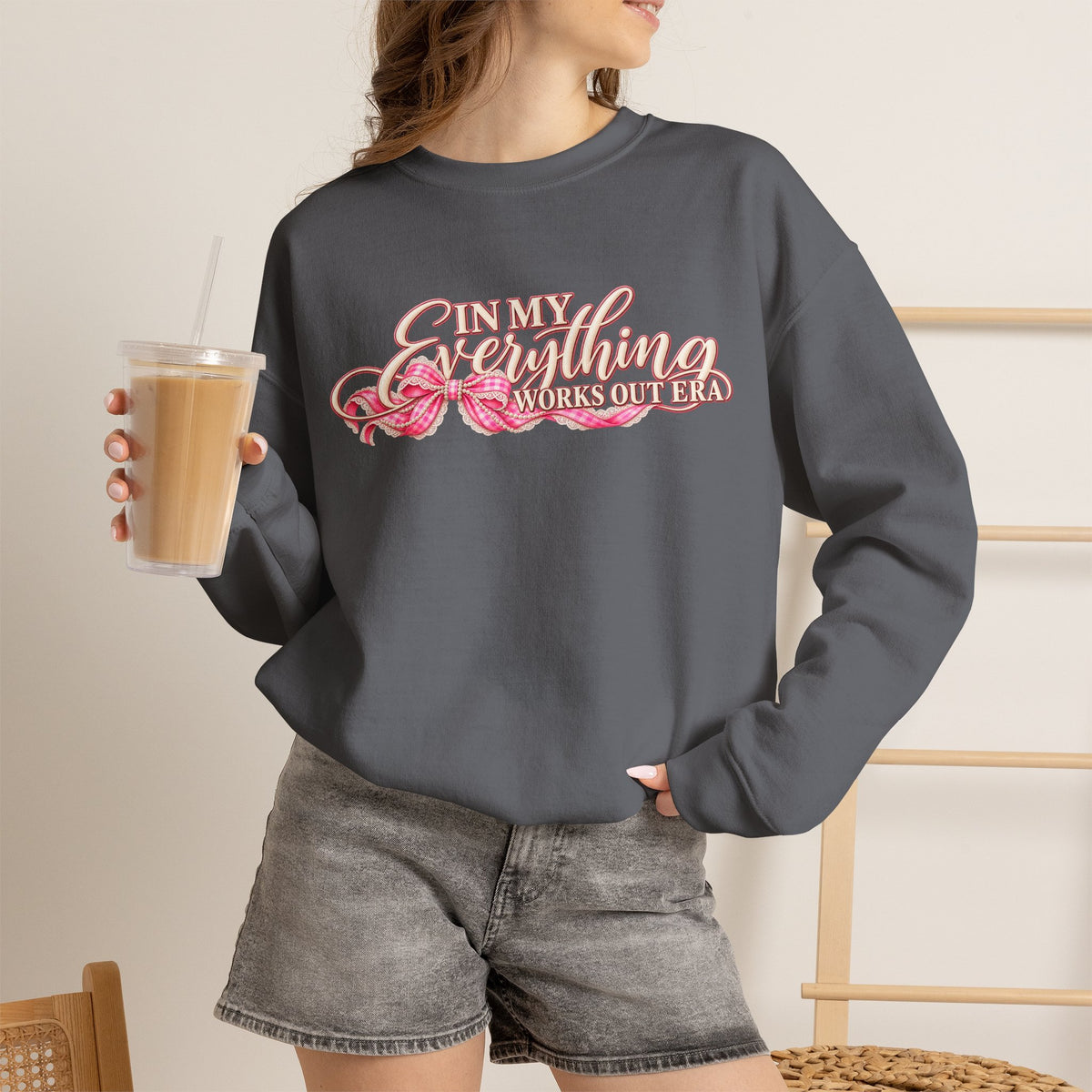 In My Everything Works Out Era Sweatshirt, Coquette Bow Crewneck, Positive Affirmation Shirt, Manifestation Gift for Her