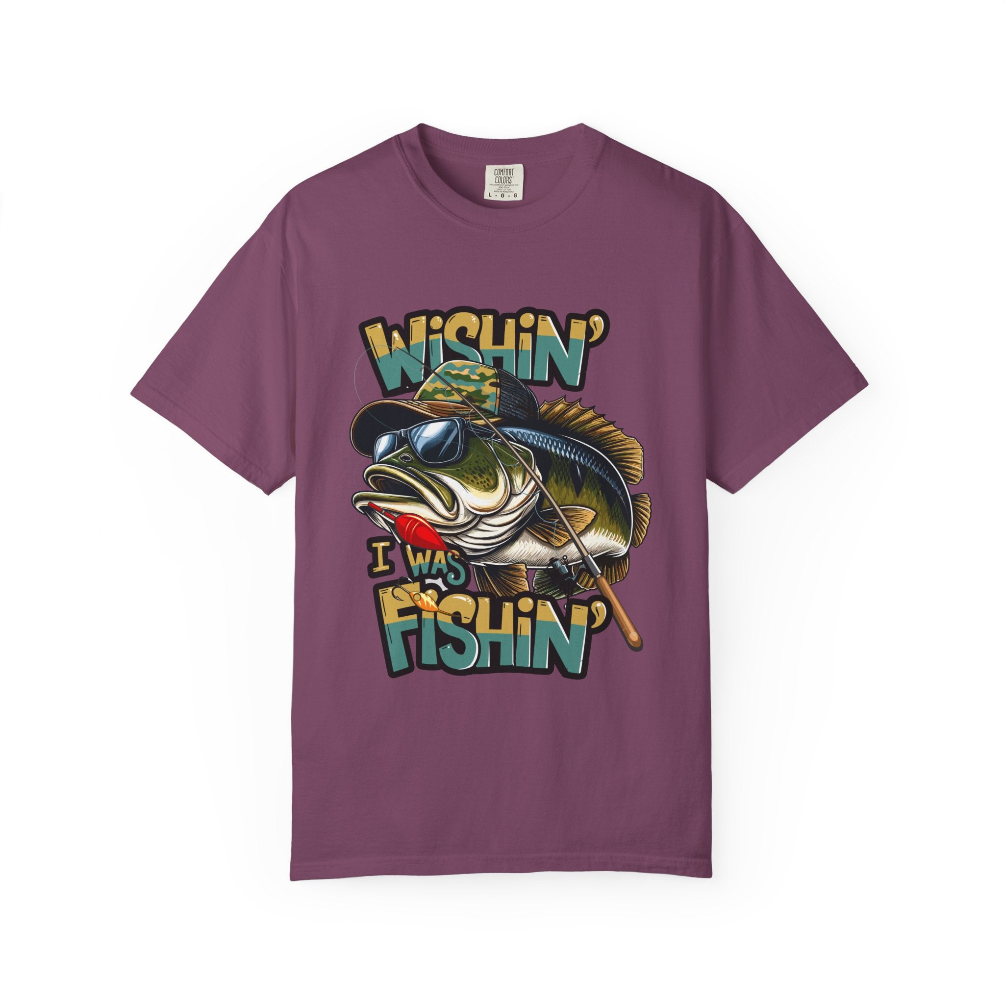 Fishing Graphic T Shirt Wishin Was Fishin Vintage Bass Tee