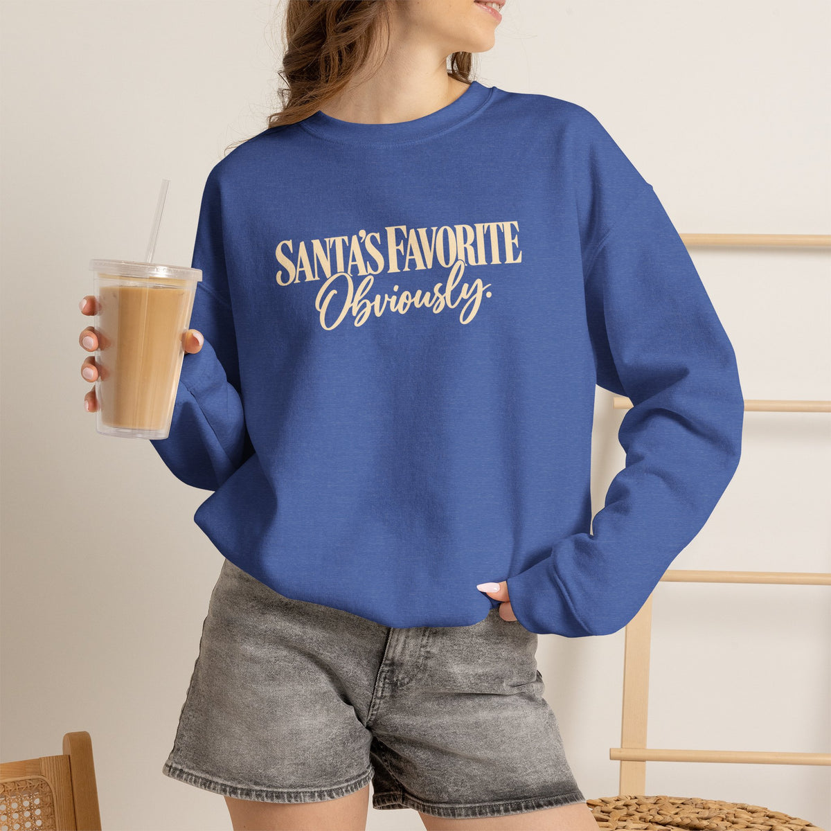Santas Favorite Crewneck Sweatshirt Santas Favorite Obviously Holiday Sweater