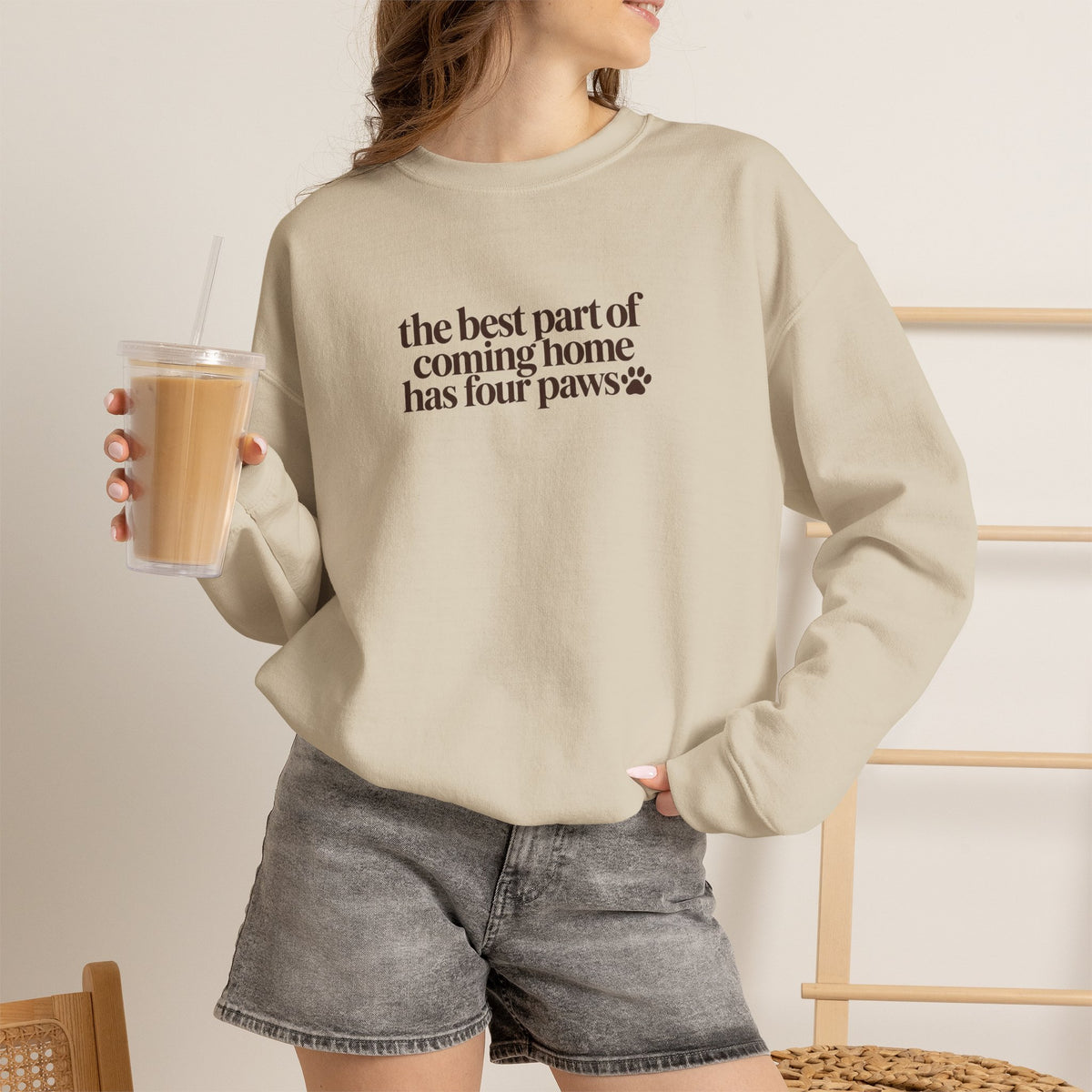 Dog Mom Sweatshirt, The Best Part of Coming Home Has Four Paws, Minimalist Dog Lover, Cute Pet Mom Gift, Christmas Gift for Dog Lovers