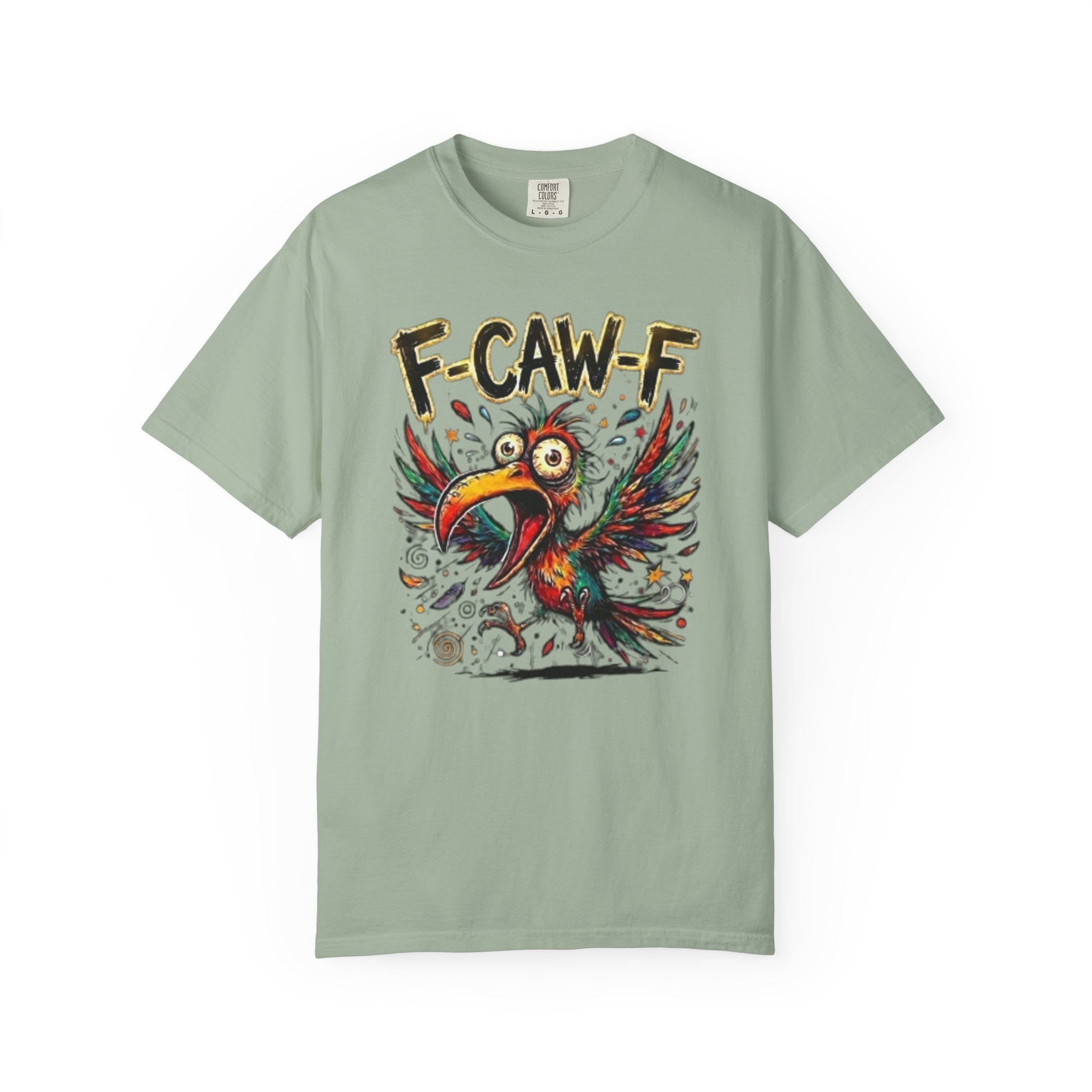 F-CAW-F Cartoon Parrot T-Shirt Colorful Tropical Bird Graphic Tee