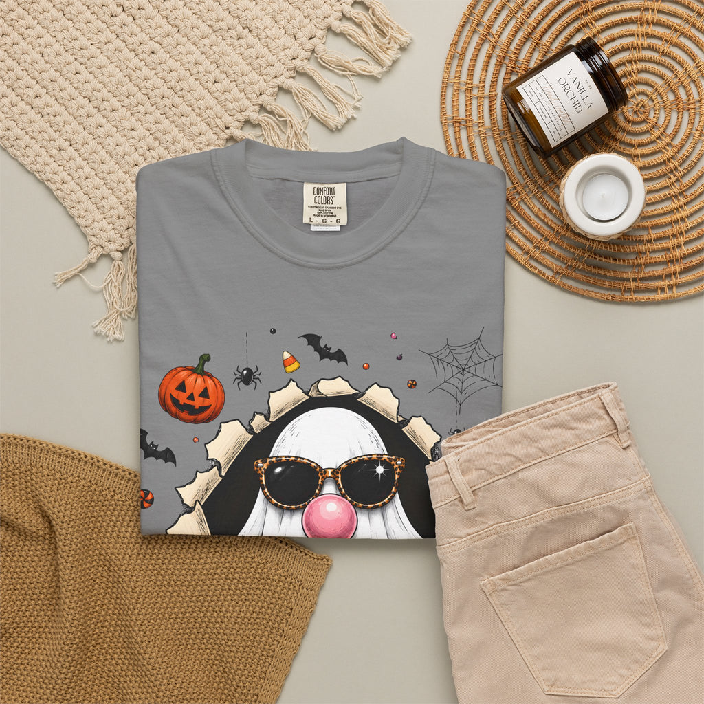 Halloween Gnome T-Shirt Funny Bubblegum Ghost and Leopard Butt Graphic Tee