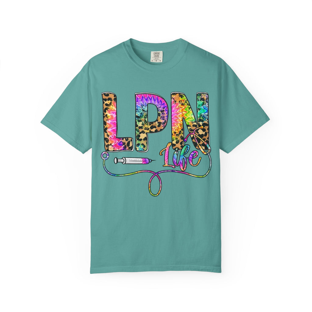 LPN Life T Shirt Colorful Leopard Stethoscope Nursing Tee