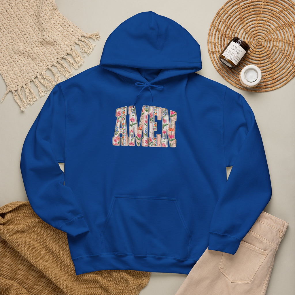 Floral AMEN Hoodie, Christian Faith Sweatshirt, Colorful Floral Religious Hoodie, Inspirational Christian Gift for Women