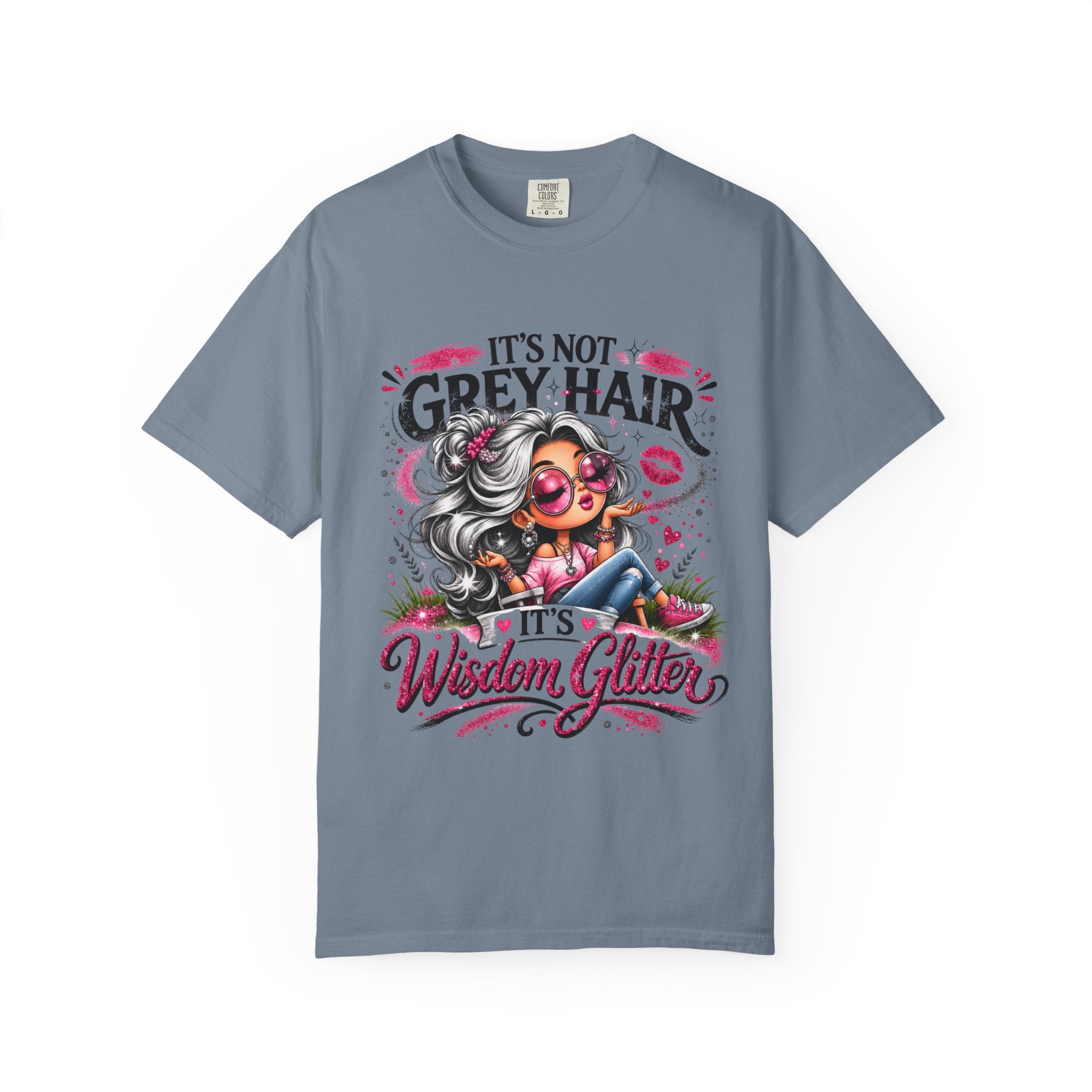 T-Shirt Its Not Grey Hair Its Wisdom Glitter Graphic Tee