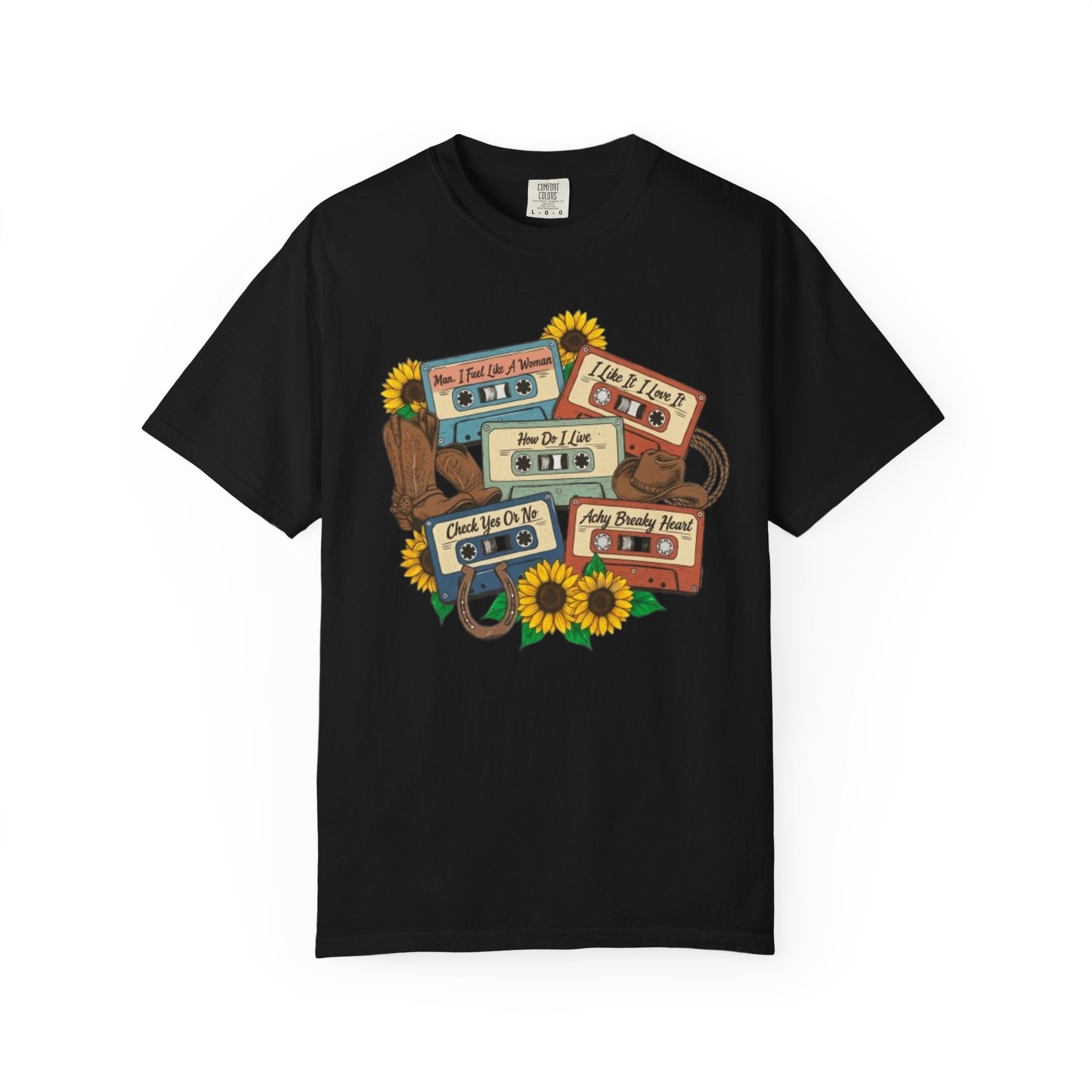 Cassette Mix T Shirt Retro Sunflower Tape Design