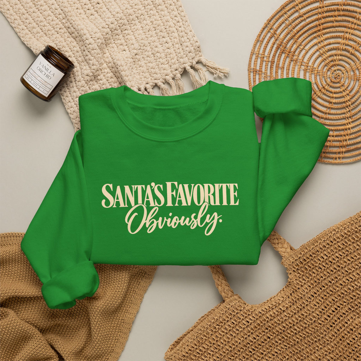 Santas Favorite Crewneck Sweatshirt Santas Favorite Obviously Holiday Sweater