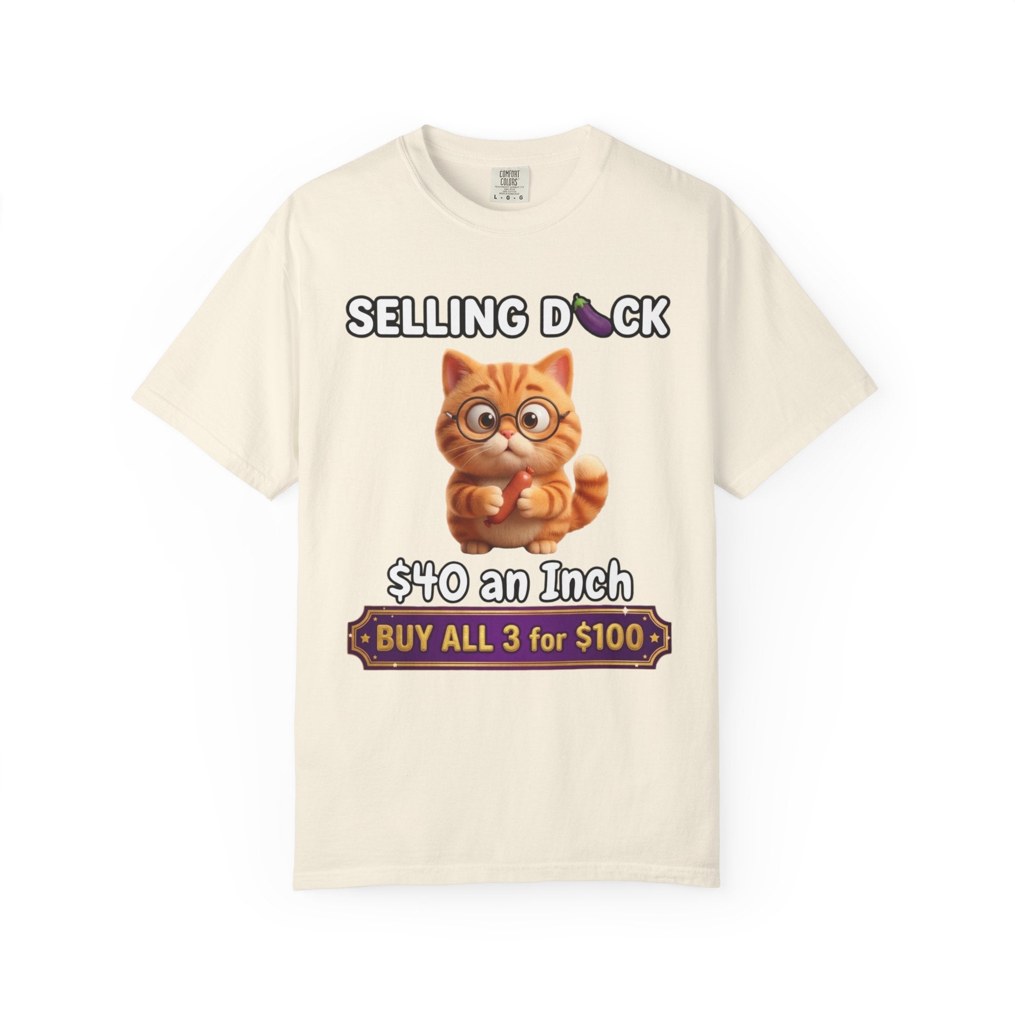 Funny Cat Graphic T-Shirt  Selling D ck Novelty Tee with Cute Kitten 40 an Inch Slogan