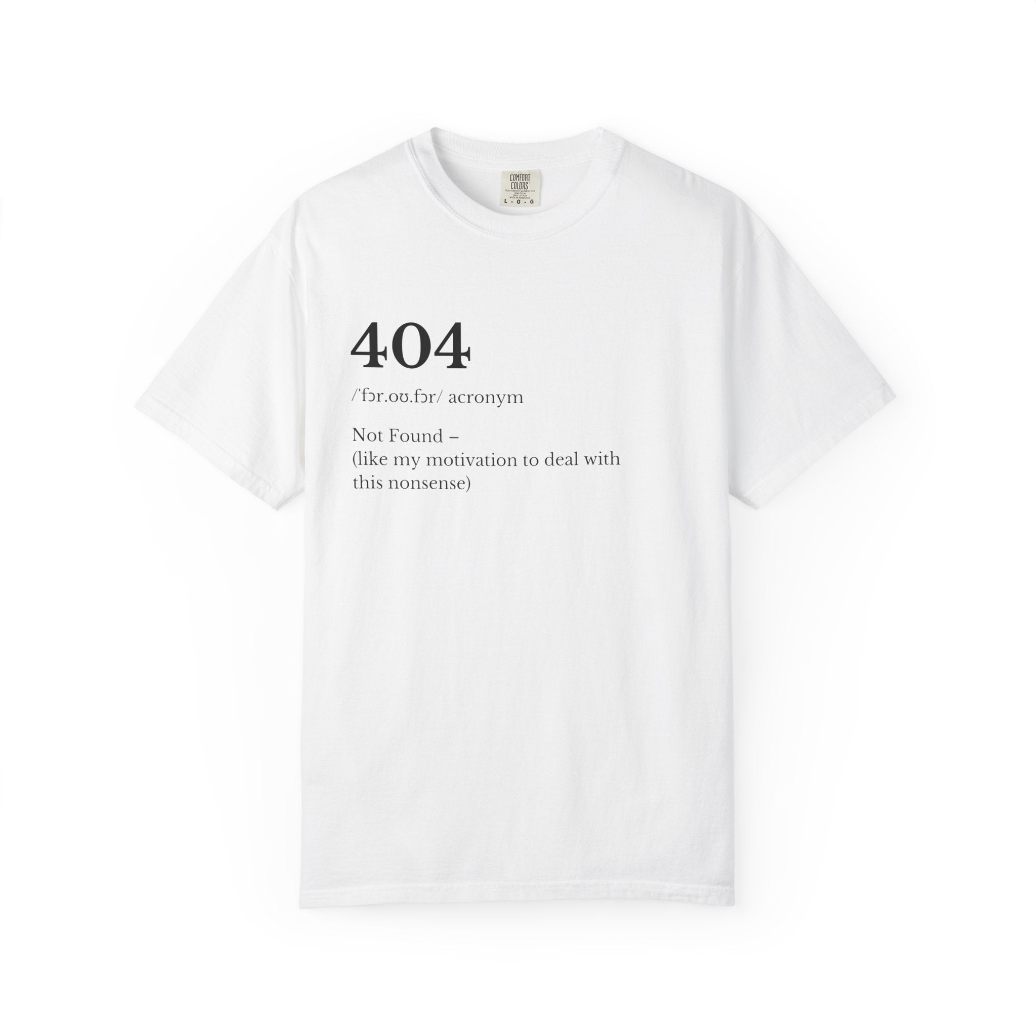 404 Not Found Definition Tee Minimalist Tech Humor T Shirt