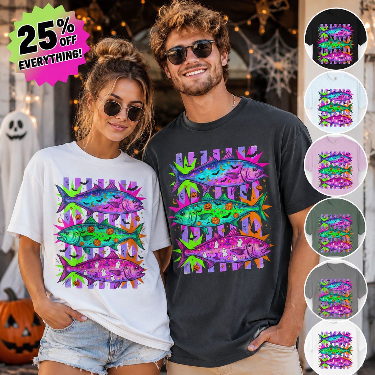Bright Halloween Tropical Mackerel T-Shirt — Colorful Surf & Beach Fish Graphic Tee