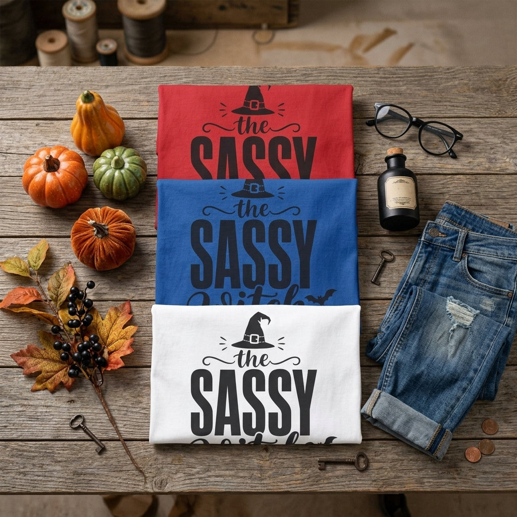 Sassy Witch T Shirt Halloween Graphic Tee with Witch Hat
