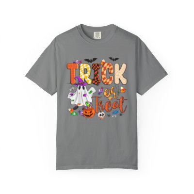 Trick or Treat Halloween T Shirt Cute Ghost Pumpkin and Candy Graphic Tee