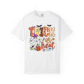 Trick or Treat Halloween T Shirt Cute Ghost Pumpkin and Candy Graphic Tee